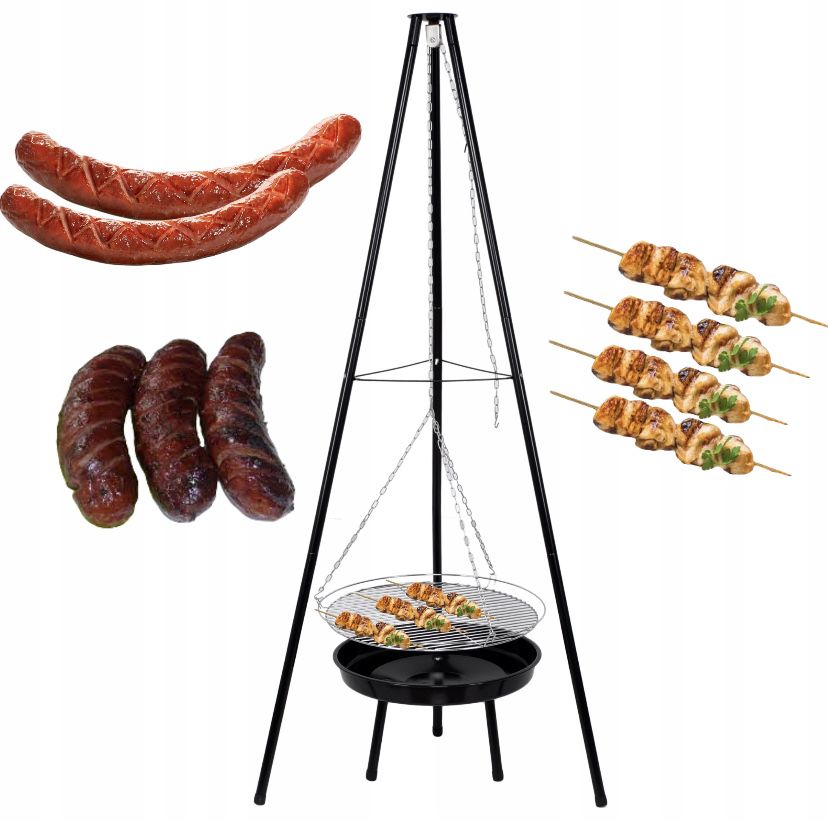 Grill wiszący trójnóg ogrodowy palenisko + ruszt 47 CM