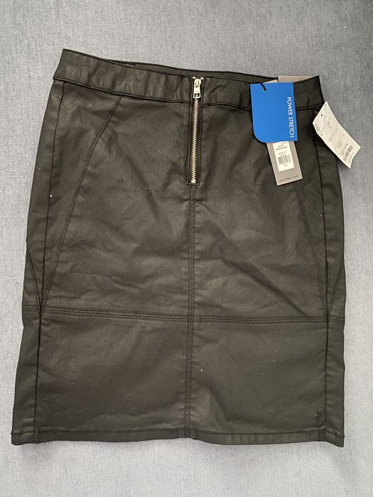 Woskowana spódnica mini Calvin Klein S W26 czarna nowa bawełna lyocell