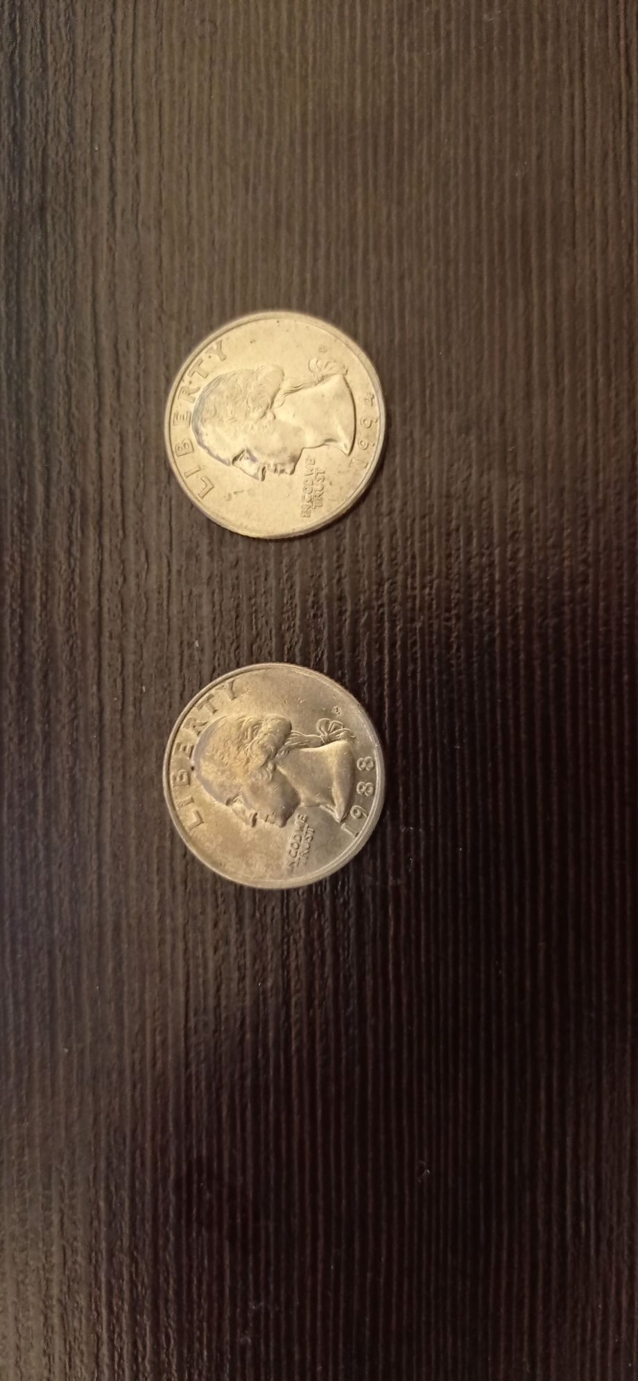 Монета liberty quarter dollar перевертень