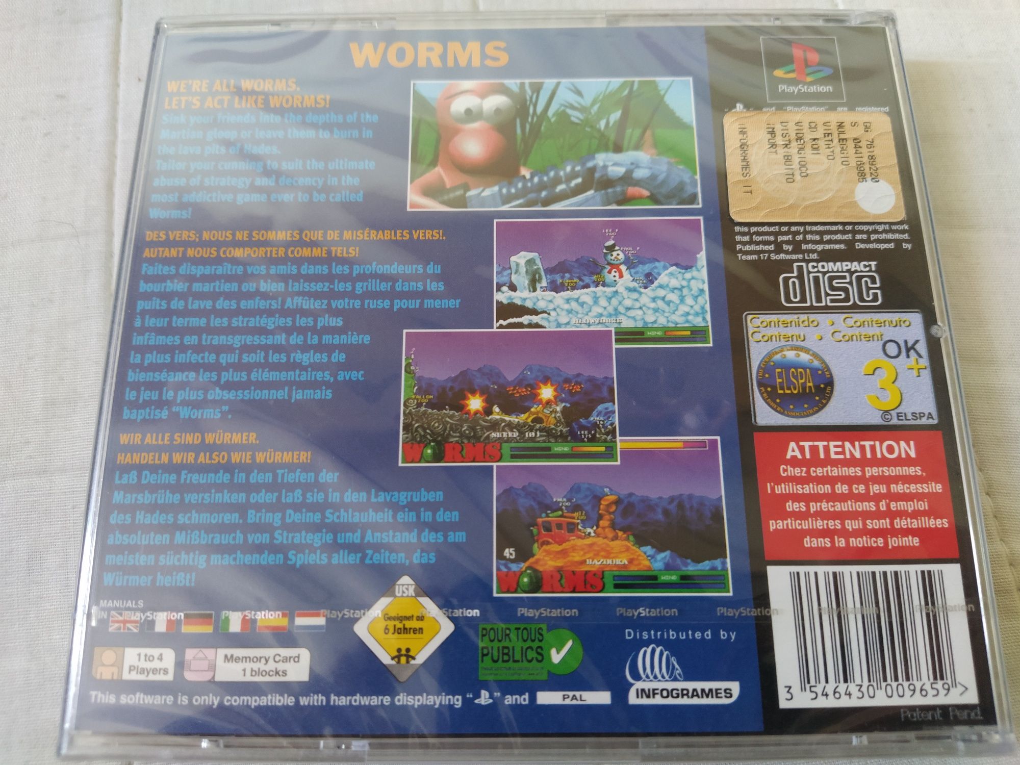 Ps1 psx one PlayStation Worms 3xA FOLIA nowa pasek sony