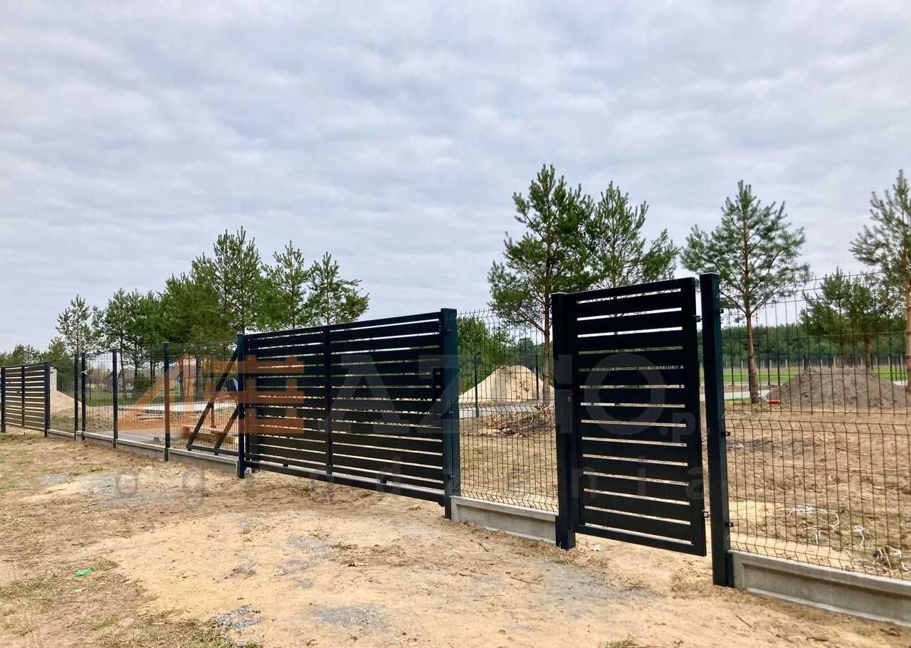 Brama przesuwna brama dwuskrzydłowa furtka komplet palisada montaż