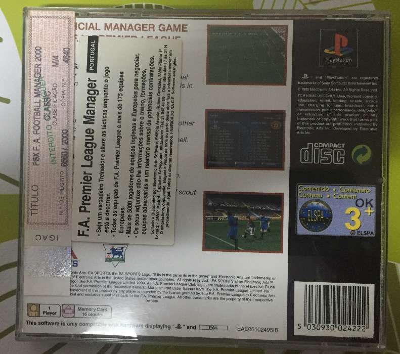 Jogo PSX - PS1 - The F.A. Premier League - Foitball Manager 2000