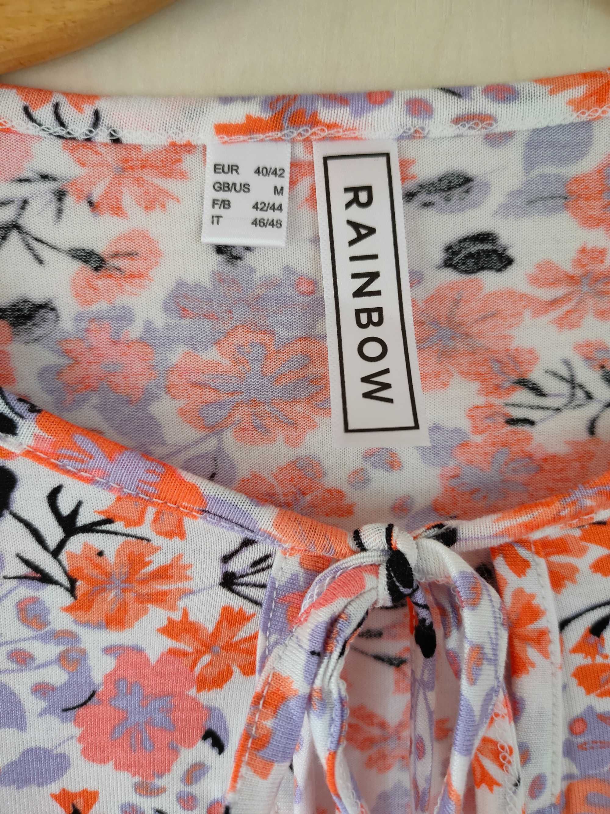 NOWA, biała, bluzka w kwiaty r. 40/42, Rainbow (Bonprix)