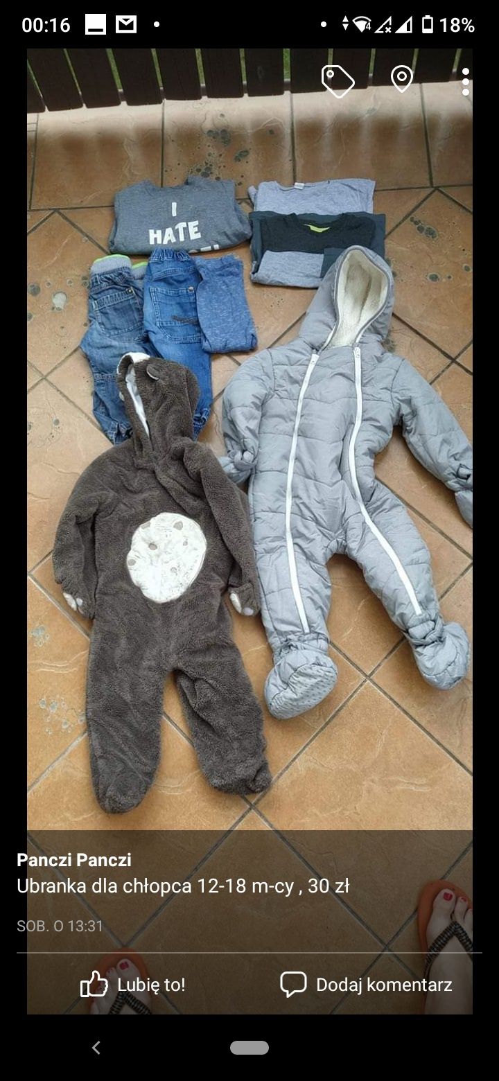 Ubranka dla chłopca 12-18 m-cy za 20 zl