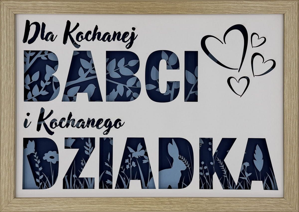 Ramka 3D shadow box Dla Kochanej Babci i Kochanego Dziadka Łąka 32x23