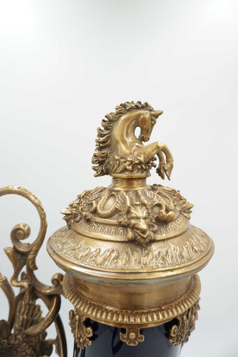 KOBALTOWY róg obfitości brąz z porcelaną dobrobyt szczęście