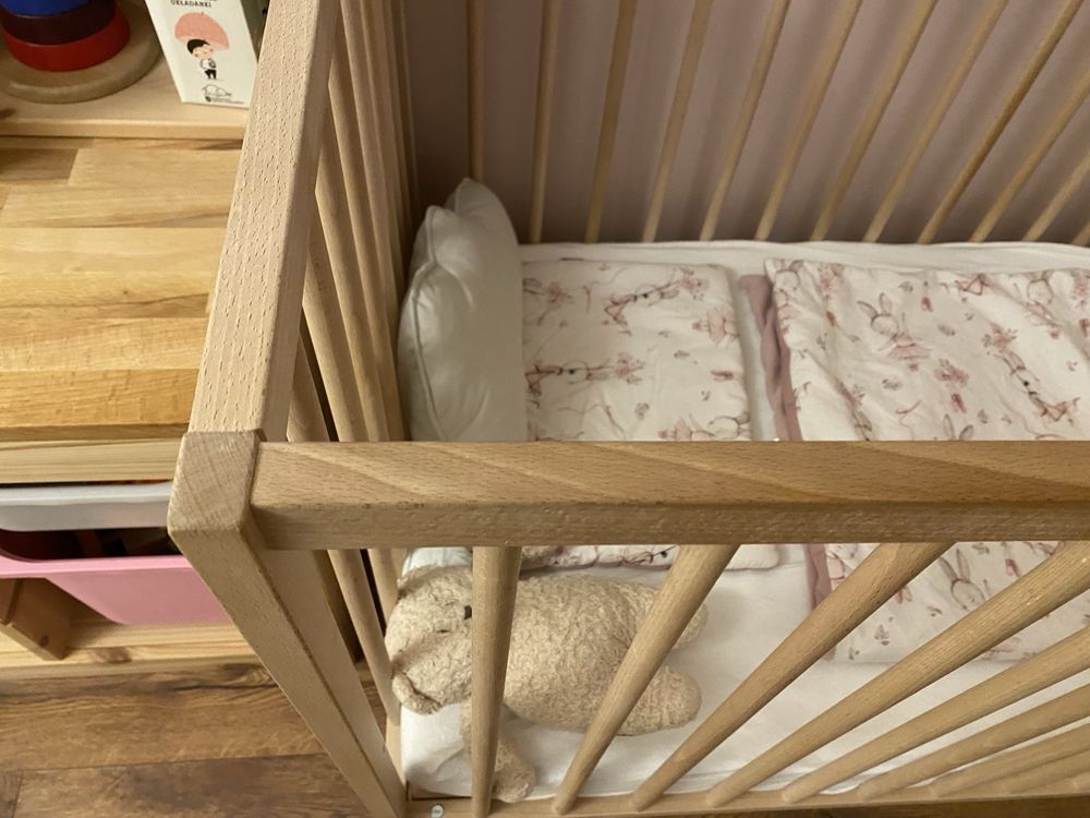 Łóżeczko niemowlęce 60x120 IKEA singlar bukowe materac