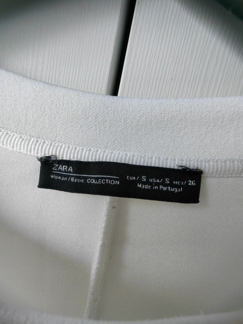 Zara sukienka tunika biała z falbanką 36 S XS 34