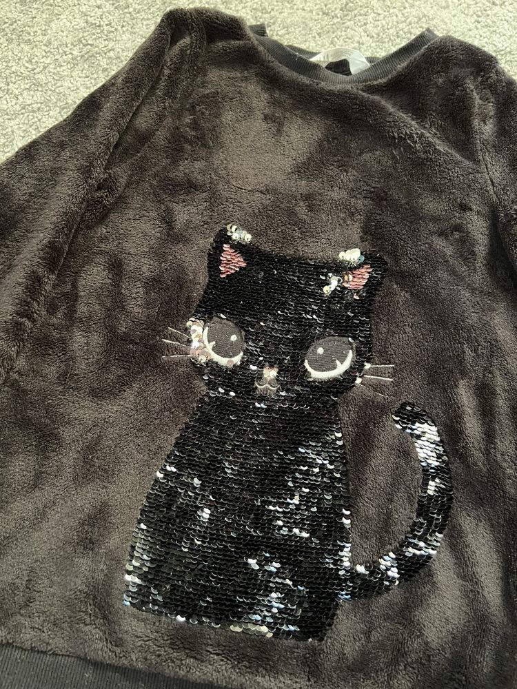 Bluza bluzka H&M kot czarna cekiny 134/140 używana