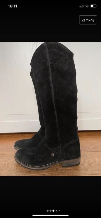 Tommy Hilfiger/ kowbojki/ czarne/ skóra zamszowa/ rozm 38/  24,8 cm