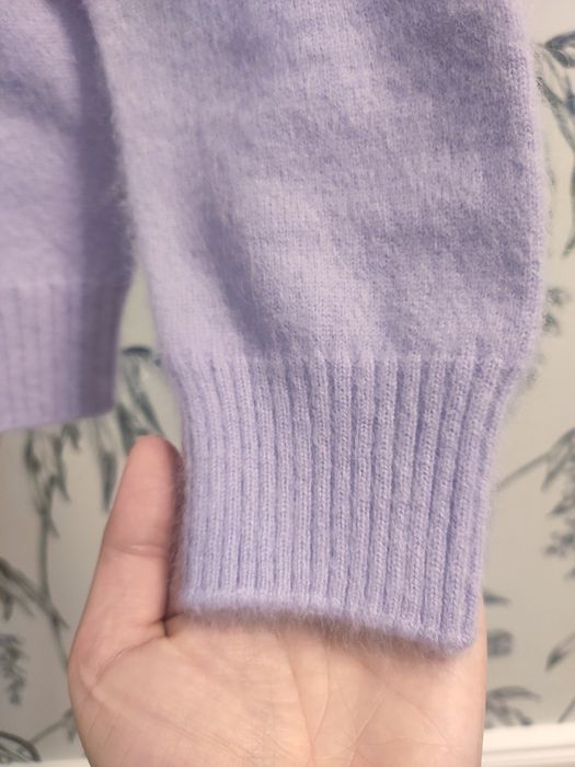 Sweter kaszmir golf fioletowy L