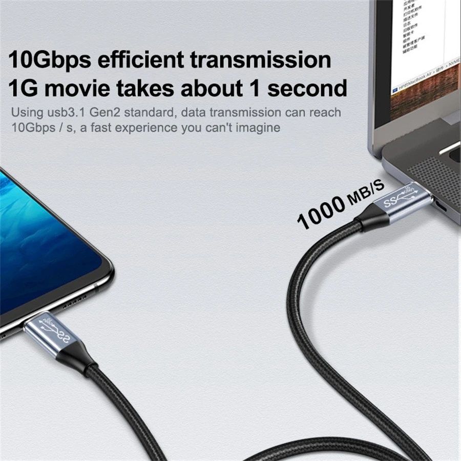 Кабель Type-C на Type-C, USB 3.1, 10 Гбит/с, 5A  (0.5-1 Метр)