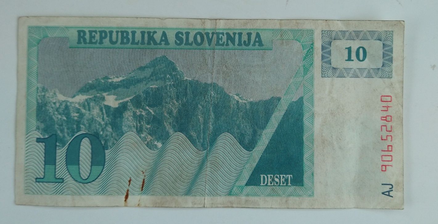 banknot  Banknot, Słowenia, 10 Tolarjev, 1990