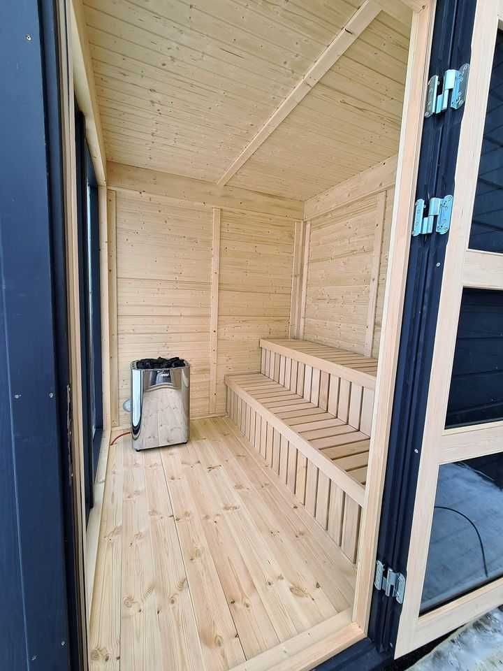 Luksusowa Sauna Fińska Ogrodowa z przeszkleniem 2m x 2m taras balkon