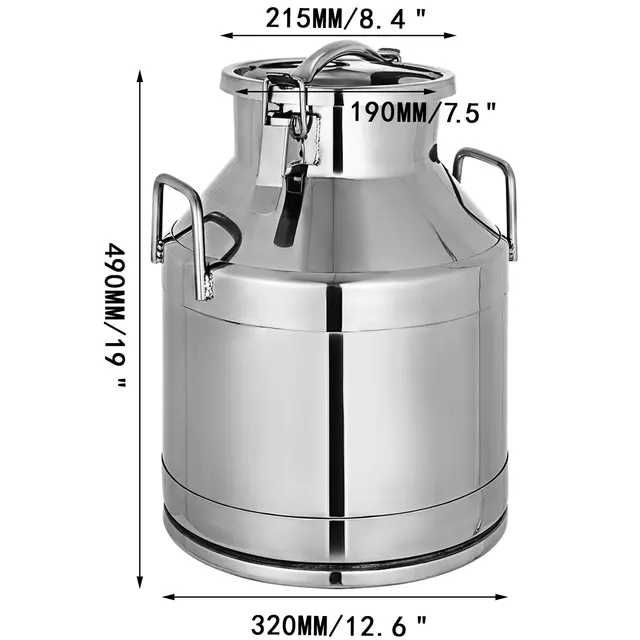 Balde para transporte de leite ou vinho em aço inoxidável