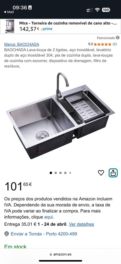 Lavatório duplo de aço imoxidável