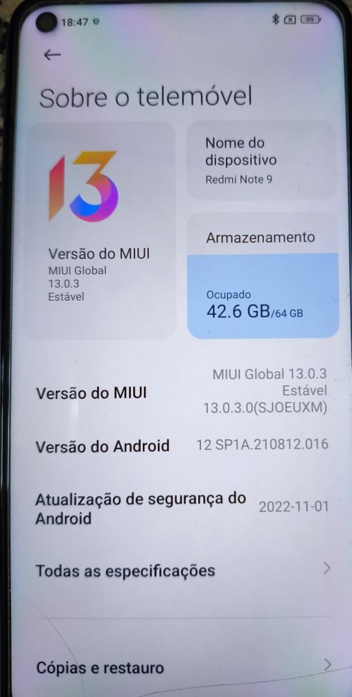 Redmi note 9, 64gb, com 6 capas
