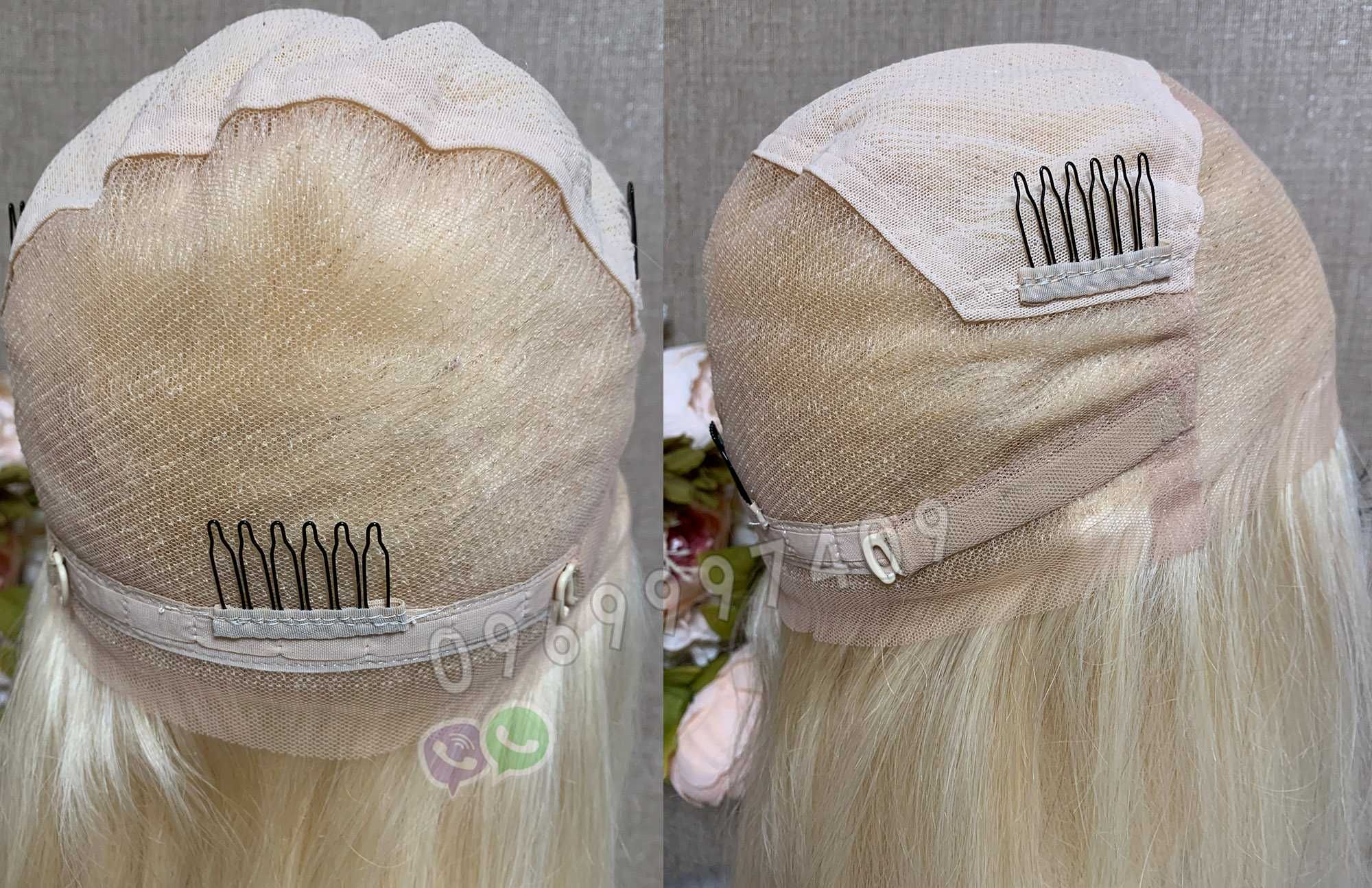 Натуральный парик система блонд прямой волос по плечи на полной сетке