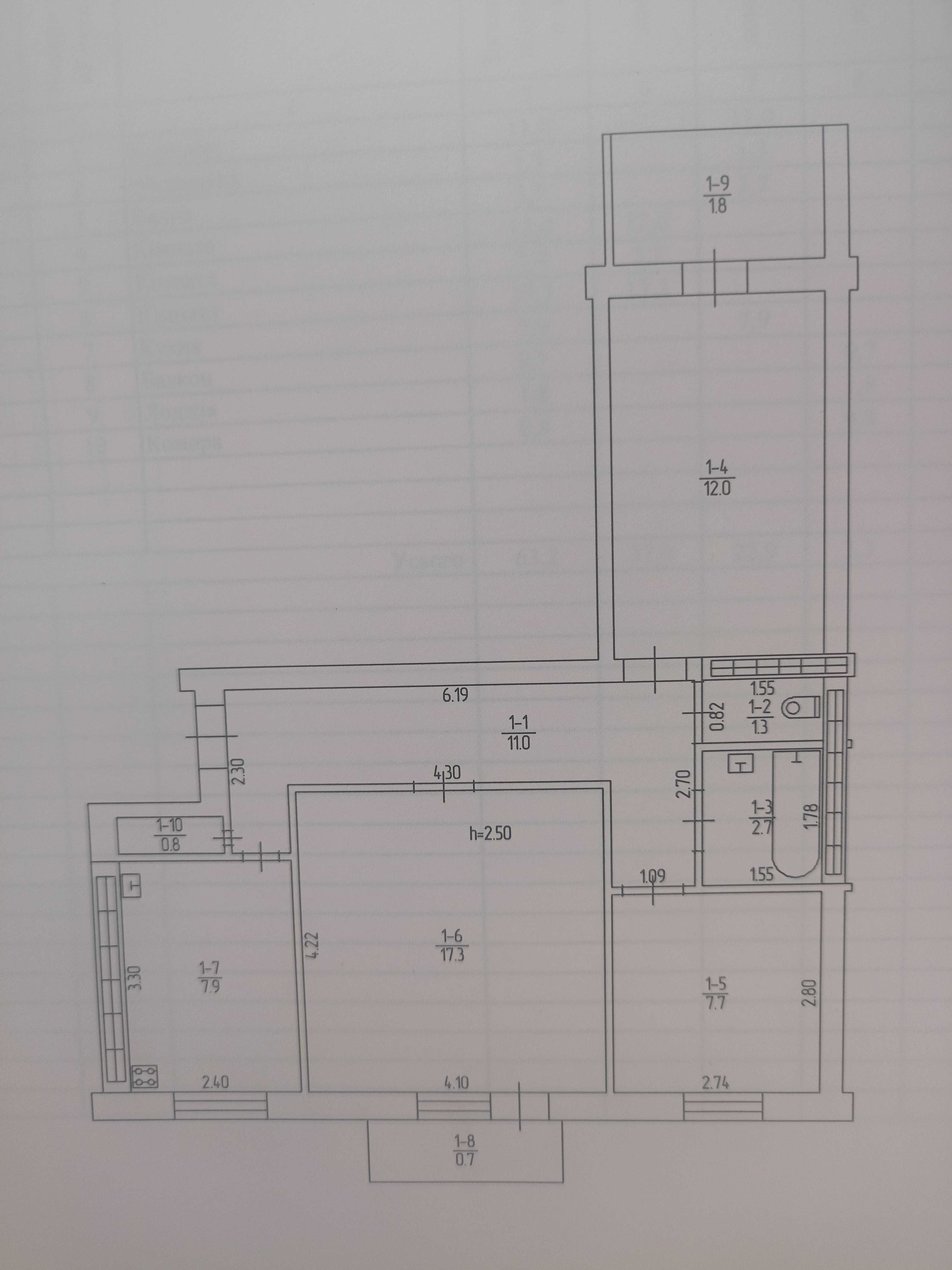 Продаж.3-х кімнатна квартира в центрі міста.Можливий обмін.