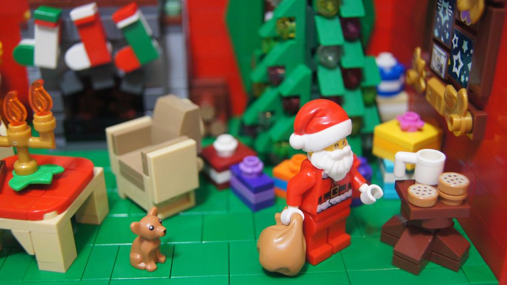 Lego MOC diorama ' Wizyta Mikołaja ' Winter Village Święta christmas