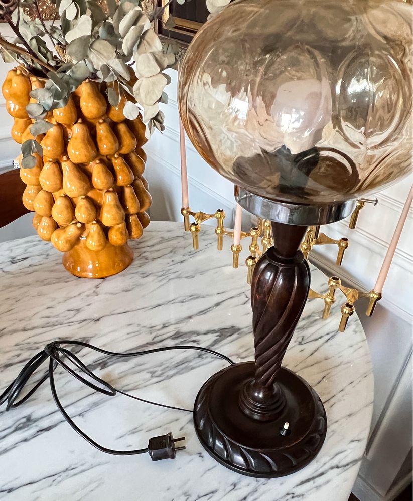 Bardzo duża drewniana lampa art Deco oryginalna 1930