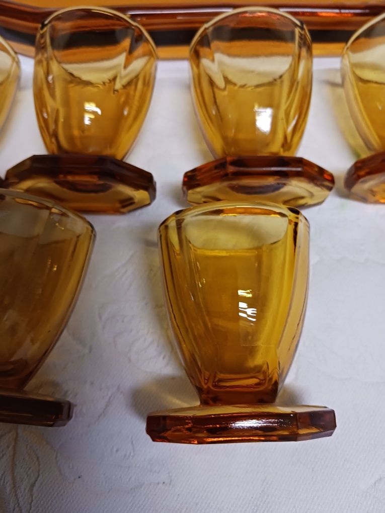Huta Hermanova zestaw do likieru art deco