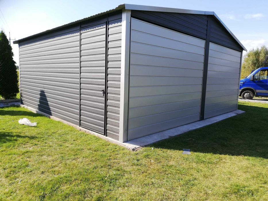 Garaż blaszany 6x5 spad do tyłu OKAZJA ! Konstrukcja OCYNK