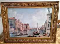 quadro com pintura em tela em bom estado