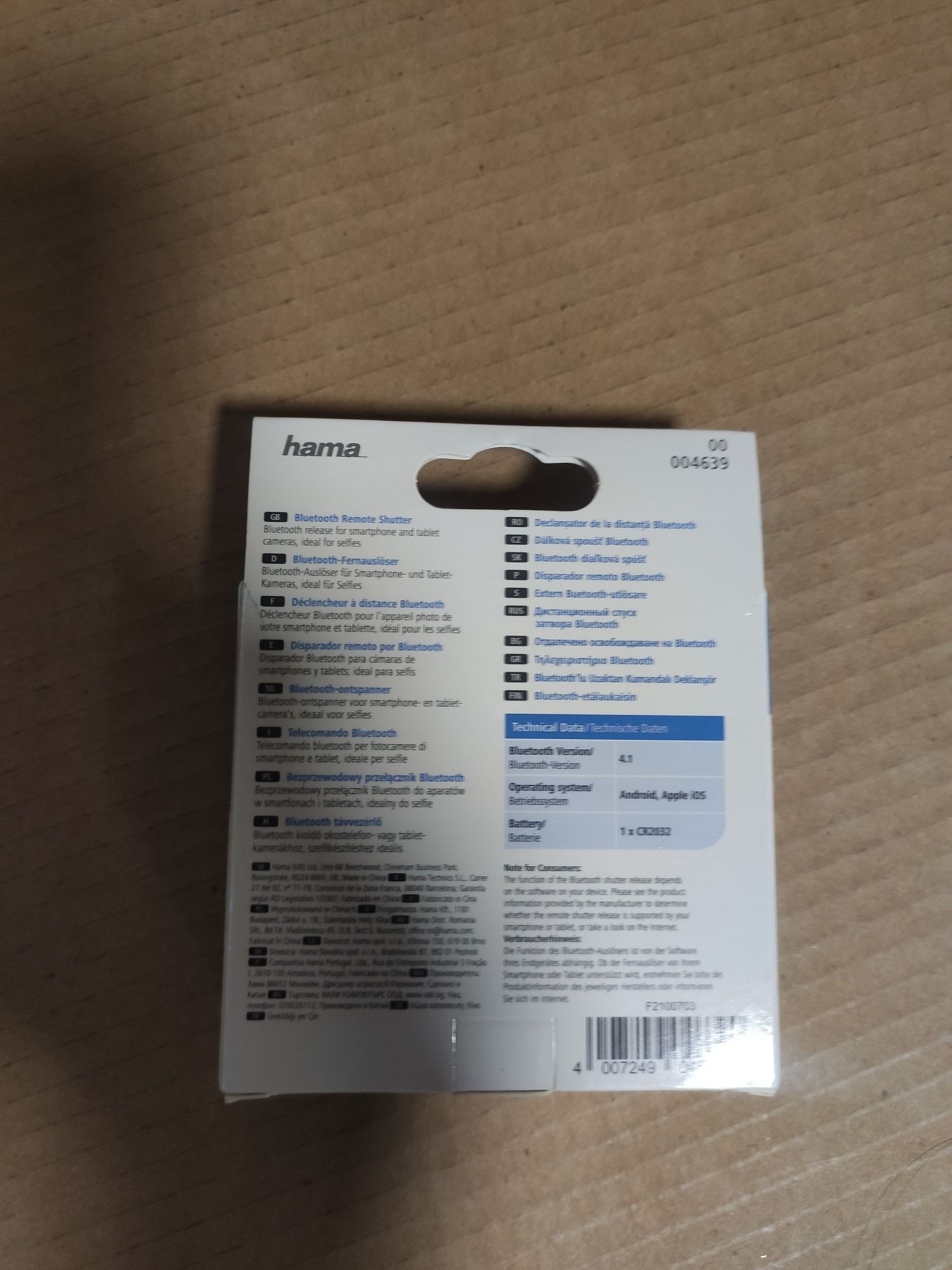 Przycisk migawka bluetooth Hama zawieszka