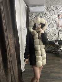 Парка зимняя песец курточка натуральный мех куртка зима