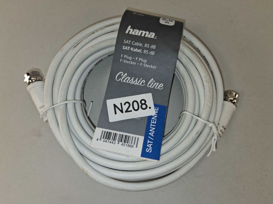 N208 Kabel Antenowy Satelitarny Hama ClassicLine F-Wtyk F-Wtyk 85dB 5m