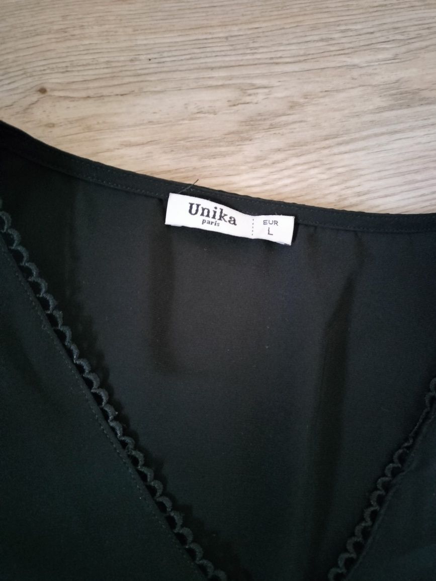 Elegancka czarna bluzka z koronką UNIKA PARIS