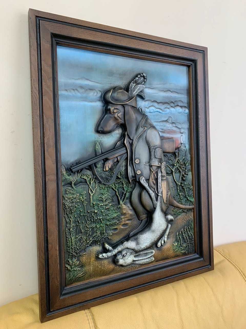 Картина з дерева, собака - охотник на зайця, мисливська собака