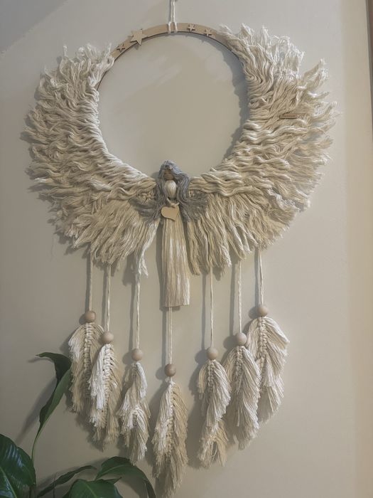 Duży Anioł macrama Anioł Stróż