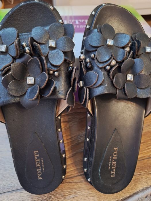 Кожані шльопанці сандалії Foletti