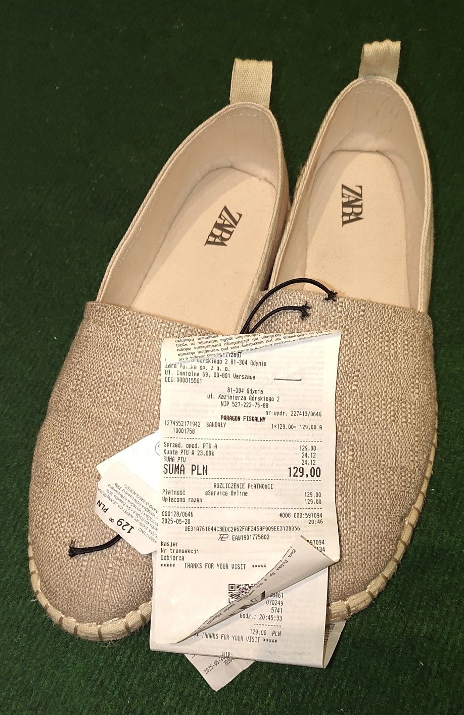 Espadryle męskie Zara 42 beż 27 cm 28 cm