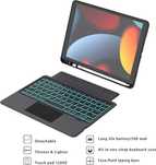 ROOFEI etui klawiatura touchpad LED RGB iPad 9/8/7 10.2 Air 3 Pro 10.5