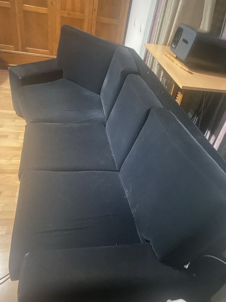 Sofa pele pessego preto