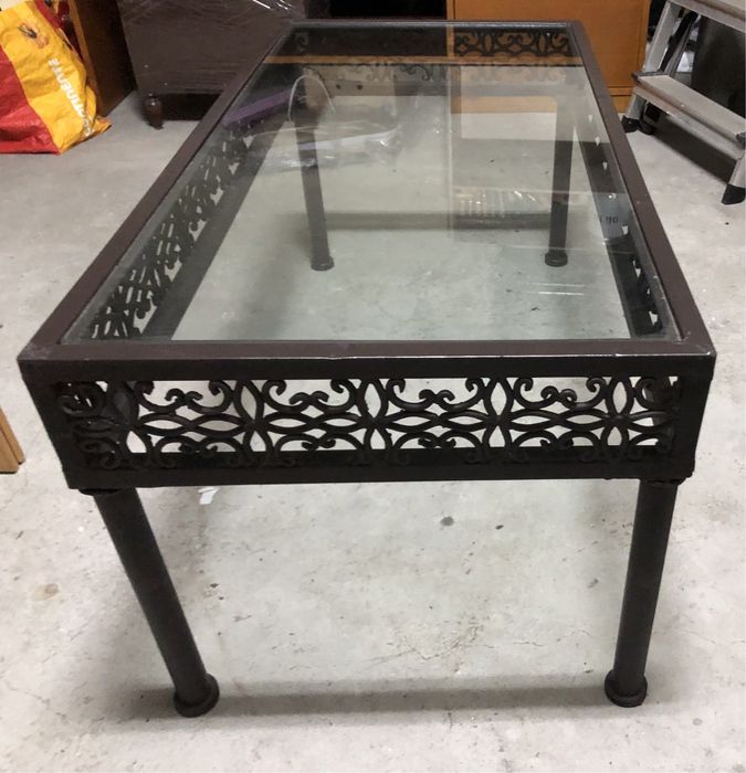 Mesa ferro com tampo de vidro