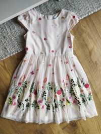 128cm, M&S kwiecista sukienka, tiulowa sukienka w kwiatki