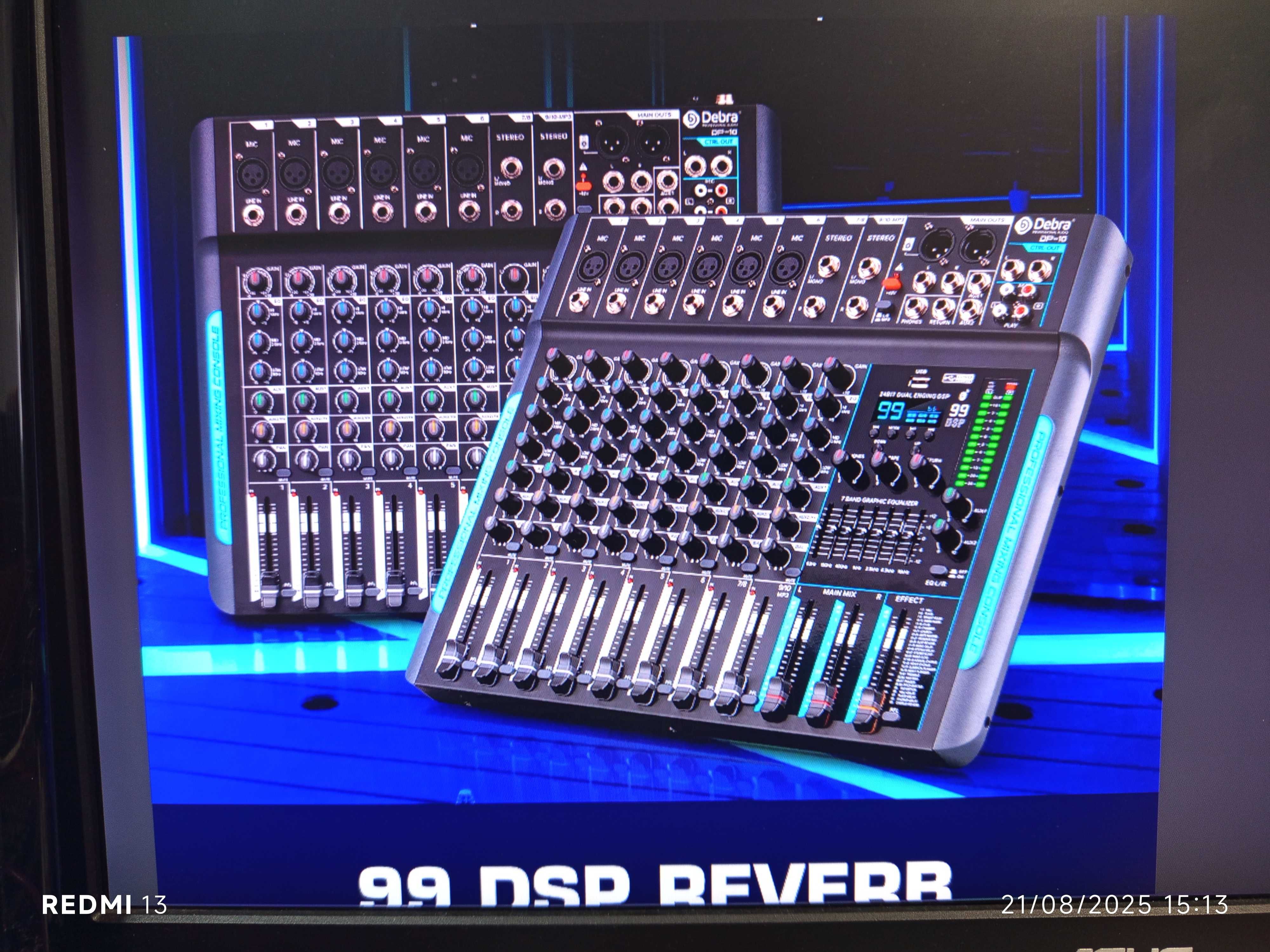 Mesa de Áudio Debra 10 99 DSP USB Bluetooth 5.1 Nova