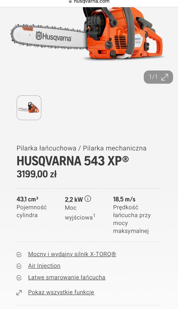 Husqvarna 543 XP Pilarka łancuchowa