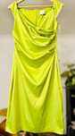 MINUET DESIGN square neck mini dress with pleat detail in neon green