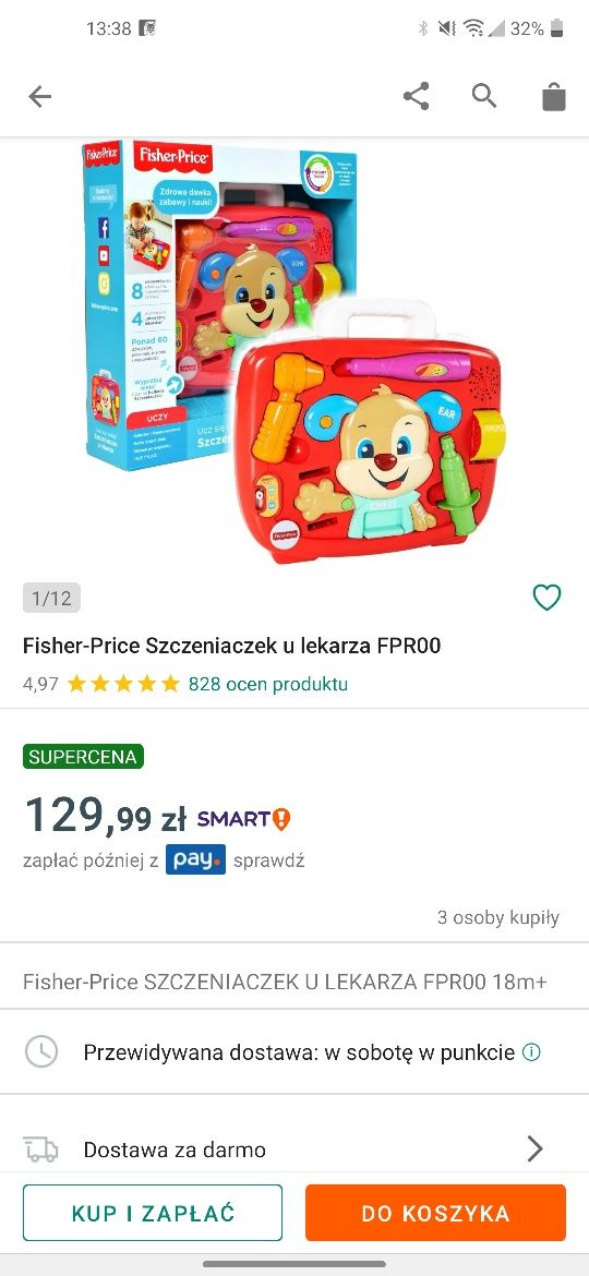 Fisher Price Szczeciaczek u lekarza Teczka Lekarz