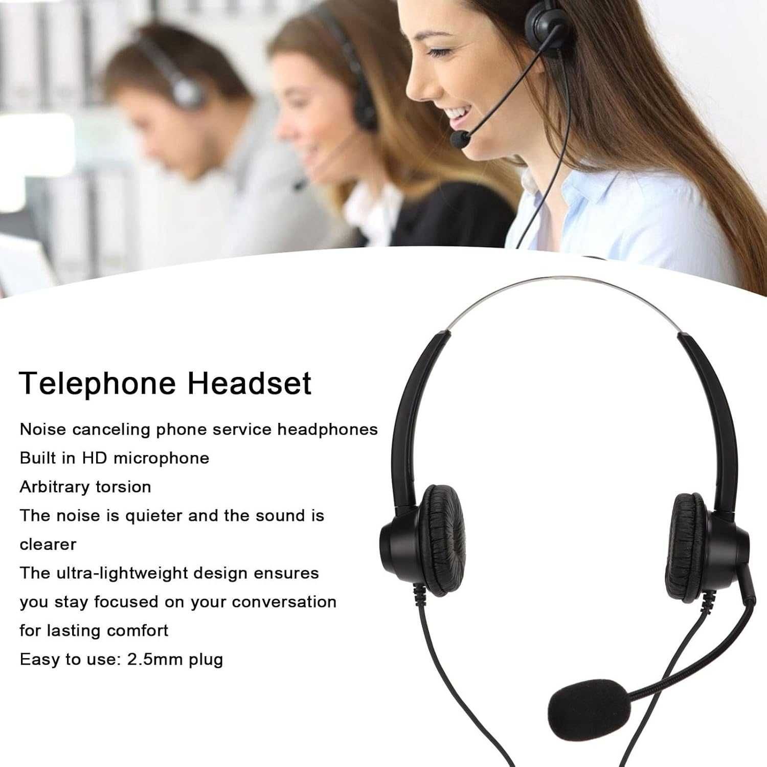 Zestaw słuchawkowy z mikrofonem jack 2,5 mm dla call center,biuro,dom.