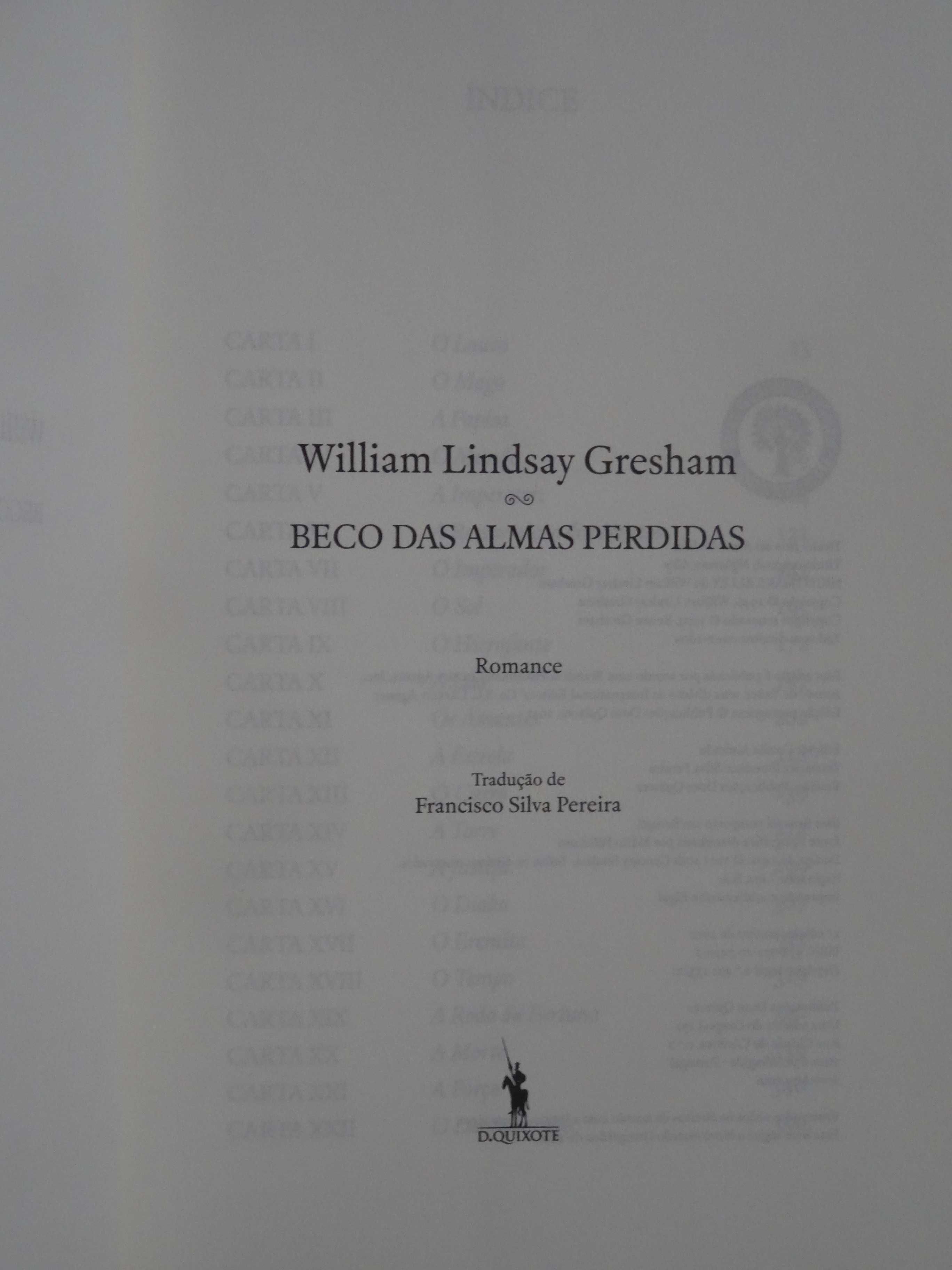 Beco das Almas Perdidas de William Lindsay Gresham - 1ª Edição