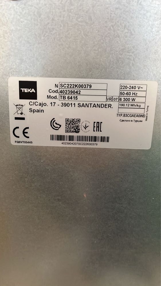 Placa TEKA TB6415