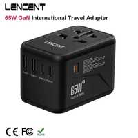 Adapter LENCENT 65W na międzynarodowe podróże UE AU US UK