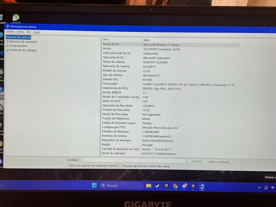 Portatil Gigabyte G5 KC