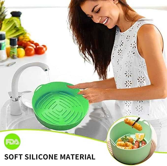 Silikonowy wkład do frytkownicy beztłuszczowej Airfryer zielone 2 szt.